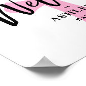 ピンクのクロスバプテスマ水平歓迎サイン ポスター (角)