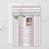 ピンクのクロス写真第1聖餐式 招待状 (正面)