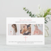 ピンクのクロスTri写真第1聖餐式 招待状 (スタンド正面)