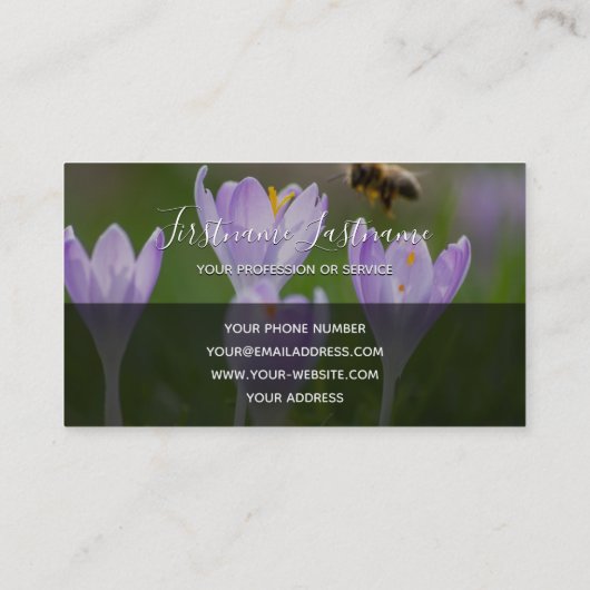 ピンクのクロッカスビー灰色の長方形モノグラム 名刺 (裏面)