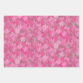 ピンクのクロッカスフィールドの花、水色、パターン ラッピングペーパーシート (正面2)