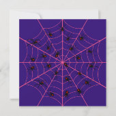 ピンクのクロヒメグモのクモの巣アート ハロウィンパターン カード (正面)