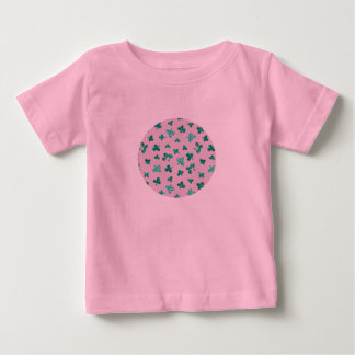 ピンクのクローバーの葉が付いているベビーのチュチュのボディスーツ ベビーTシャツ