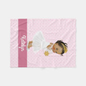 ピンクのクローバーパターン民族のプリンセスの子供部屋 フリースブランケット (正面(横))