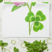 ピンクのクローバー キッチンタオル (折り畳み)