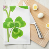 ピンクのクローバー キッチンタオル (四つ折り)