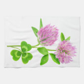 ピンクのクローバー キッチンタオル (横)