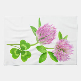 ピンクのクローバー キッチンタオル