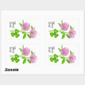 ピンクのクローバー 長方形シール (シート)