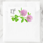 ピンクのクローバー 長方形シール (バッグ)