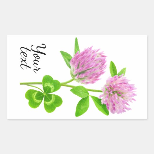 ピンクのクローバー 長方形シール (正面)