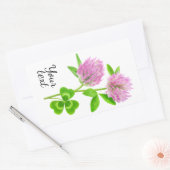 ピンクのクローバー 長方形シール (封筒)