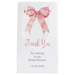 ピンクのクートなリボン付き ブライダルシャワー スモールペーパーバッグ