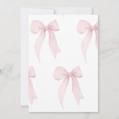 ピンクのクートなリボン 女の子の誕生日招待状 招待状 (裏面)