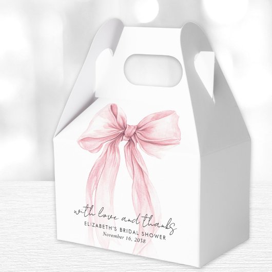 ピンクのクートゥール ボウ ブライダル シャワー 感謝 フェイバーボックス