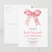 ピンクのクートボウ バースデーパーティー ポストカード (正面/裏面)