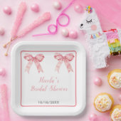 ピンクのクート コケット ボウ ブライダルシャワー ペーパープレート (パーティー)