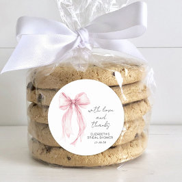 ピンクのクート コケット ボウ ブライダル シャワー サンクス ラウンドシール