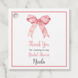 ピンクのクート コケット ボウ ブライダル シャワー フェイバータグ