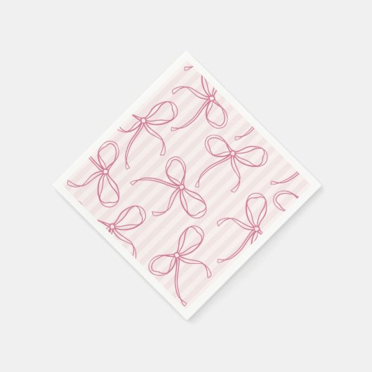 ピンクのクート バー パステル ストライプ テーブル デコレーション スタンダードカクテルナプキン (角)