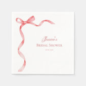 ピンクのクート フレンチ リボン ボウ ブライダル シャワー スタンダードカクテルナプキン (正面)