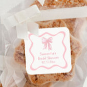 ピンクのクールなリボン ウェディングシャワーのお祝い スクエアシール