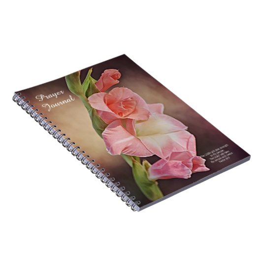 ピンクのグラジオラス花アート祈りの言葉ジャーナル ノートブック (右側)