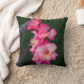 ピンクのグラジオラフラワーピロー クッション (ブランケット)