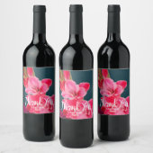 ピンクのグラジオリモダン感謝していフローラ ワインラベル (ボトル)