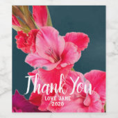 ピンクのグラジオリモダン感謝していフローラ ワインラベル (シングルラベル)