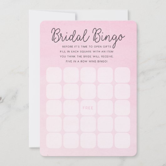 ピンクのグラデーションなブライダルシャワー|の花嫁のビンゴカード 招待状 (正面)