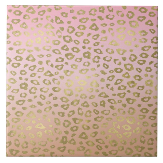 ピンクのグラデーションな金ゴールドのヒョウのプリント タイル (正面)