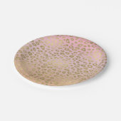 ピンクのグラデーションな金ゴールドのヒョウのプリント ペーパープレート (アングル)