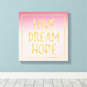 ピンクのグラデーションな金ゴールド愛夢の希望 キャンバスプリント (インサイチュ (ウッドフロア))