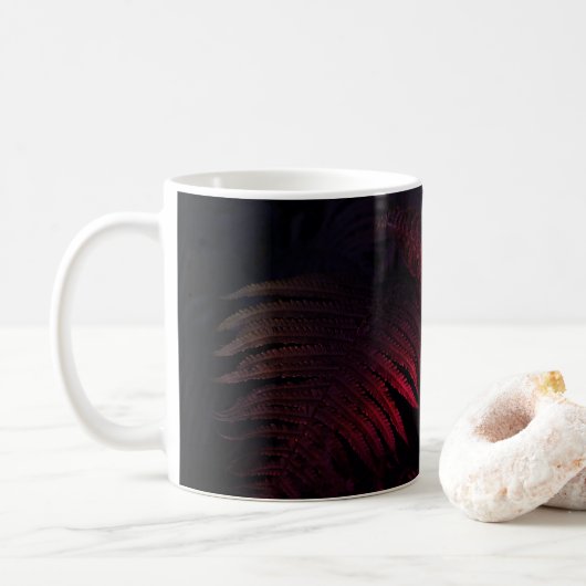 ピンクのグラデーションの葉 コーヒーマグカップ (ドーナツ)