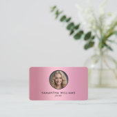 ピンクのグラデーションカスタムのQR写真 名刺 (スタンド正面)