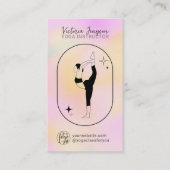 ピンクのグラデーションスターヨガインストラクタースタジオ先生 名刺 (正面)