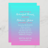 ピンクのグラデーションターコイズ結婚のリハーサル 招待状 (正面/裏面)