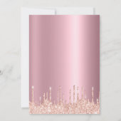 ピンクのグラデーションバラ金ゴールドグリッタードリップスウィート17 招待状 (裏面)