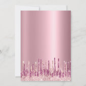 ピンクのグラデーションバラ金ゴールドグリッタードリップスウィート17 Inv 招待状 (裏面)