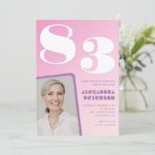 ピンクのグラデーション写真83歳 招待状 (スタンド正面)