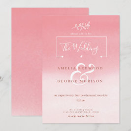 ピンクのグラデーション白結婚い花 招待状