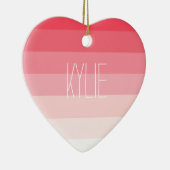 ピンクのグラデーション縞で飾ります セラミックオーナメント (右)