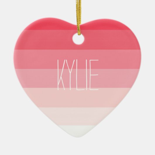 ピンクのグラデーション縞で飾ります セラミックオーナメント (正面)