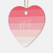 ピンクのグラデーション縞で飾ります セラミックオーナメント (左)