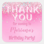 ピンクのグラデーション誕生日パーティーのお気に入り スクエアシール (正面)