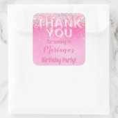 ピンクのグラデーション誕生日パーティーのお気に入り スクエアシール (バッグ)