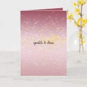 ピンクのグラデーション金ゴールド白いきらめき カード (黄色い花)