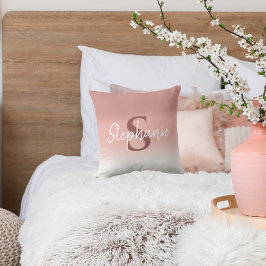 ピンクのグラデーション カリグラフィー モノグラム クッションカバー クッション
