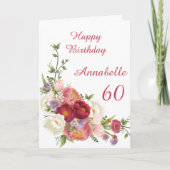 ピンクのグラデーション ホワイトボタン 花 誕生日おめでとう カード (正面)